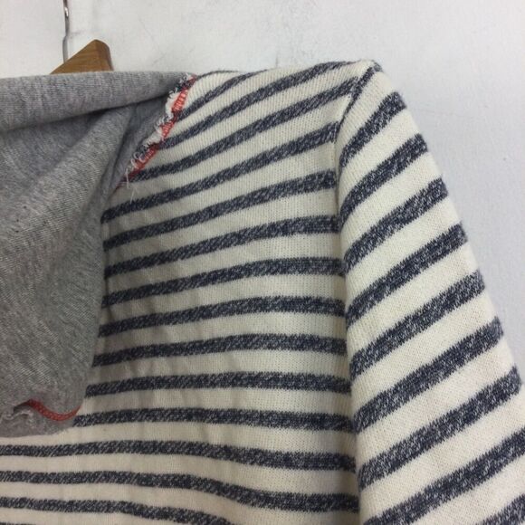 Evy's Tree Womens Ashley Striped Button Up Hooded Jacket Gray/White Size Large - Picture 8 of 10